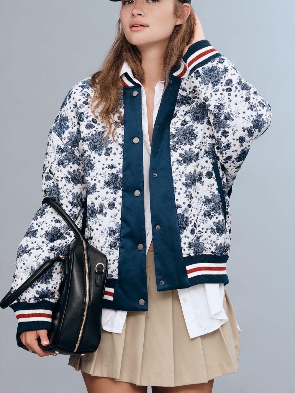 Maeve Floral Jacquard Bomber Jacket